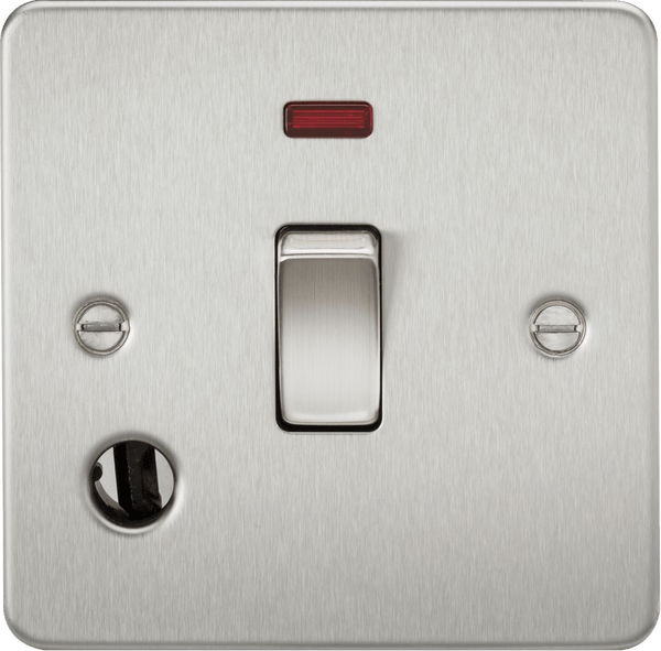 Knightsbridge MLA FP8341FBC Flat Plate 20A 1G DP switch with neon and flex outlet - brushed chrome - Knightsbridge MLA - Falcon Electrical UK