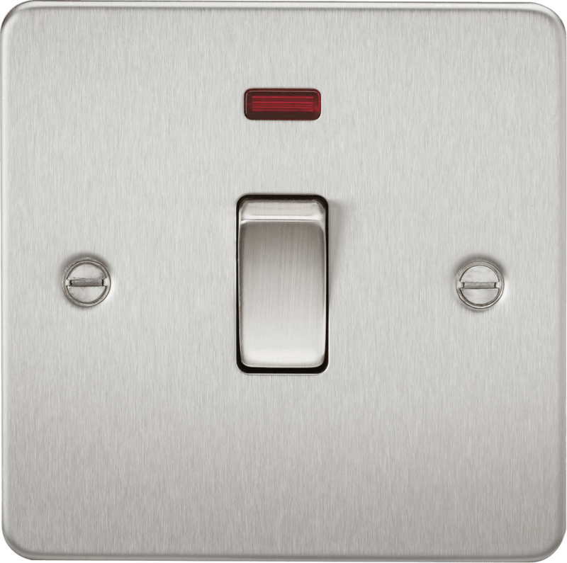 Knightsbridge MLA FP8341NBC Flat Plate 20A 1G DP switch with neon - brushed chrome - Knightsbridge MLA - Falcon Electrical UK