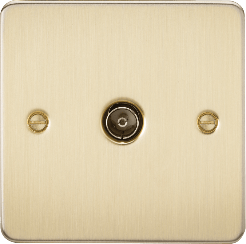 Knightsbridge MLA FP0100BB Flat Plate 1G TV Outlet (non-isolated) - Brushed Brass - Knightsbridge MLA - Falcon Electrical UK