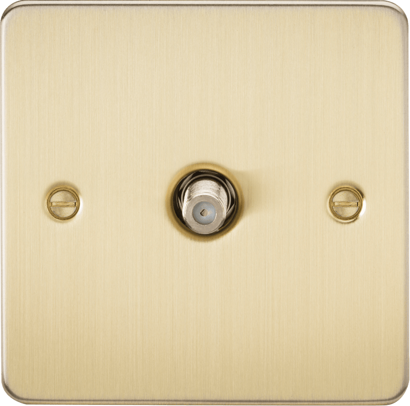 Knightsbridge MLA FP0150BB Flat Plate 1G SAT TV Outlet (non-isolated) - Brushed Brass - Knightsbridge MLA - Falcon Electrical UK