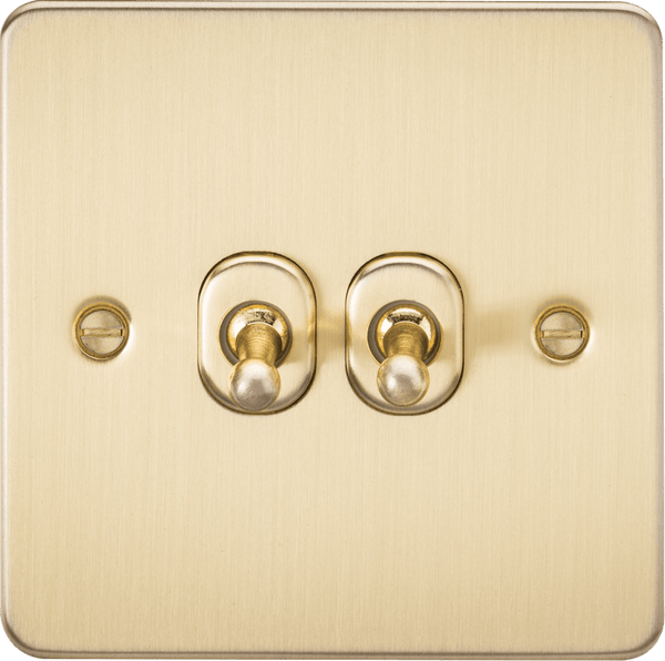 Knightsbridge MLA FP2TOGBB Flat Plate 10AX 2G 2-way toggle switch - brushed brass - Knightsbridge MLA - Falcon Electrical UK