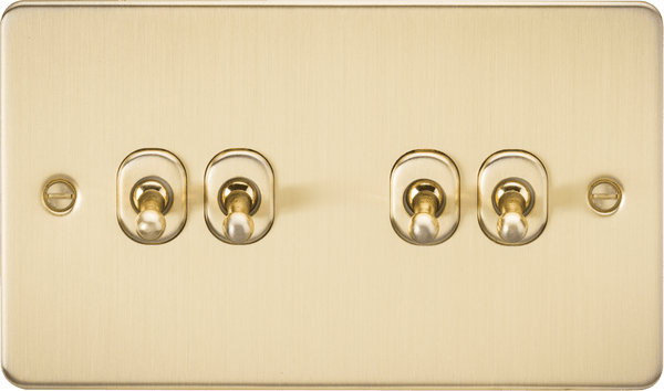 Knightsbridge MLA FP4TOGBB Flat Plate 10AX 4G 2-way toggle switch - brushed brass - Knightsbridge MLA - Falcon Electrical UK