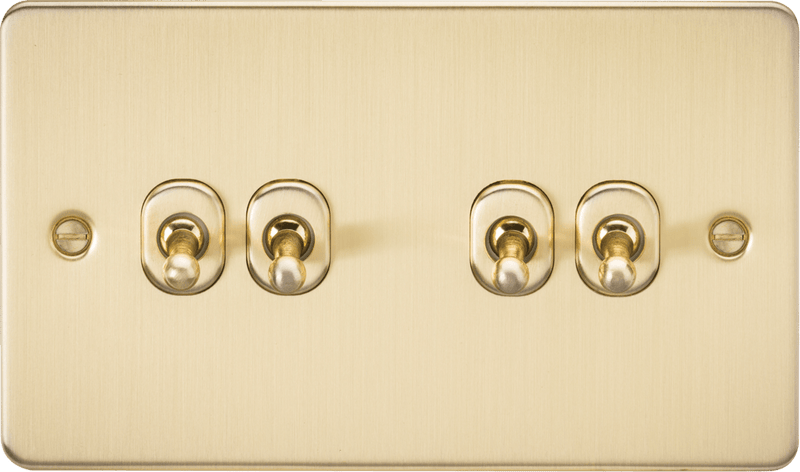 Knightsbridge MLA FP4TOGBB Flat Plate 10AX 4G 2-way toggle switch - brushed brass - Knightsbridge MLA - Falcon Electrical UK