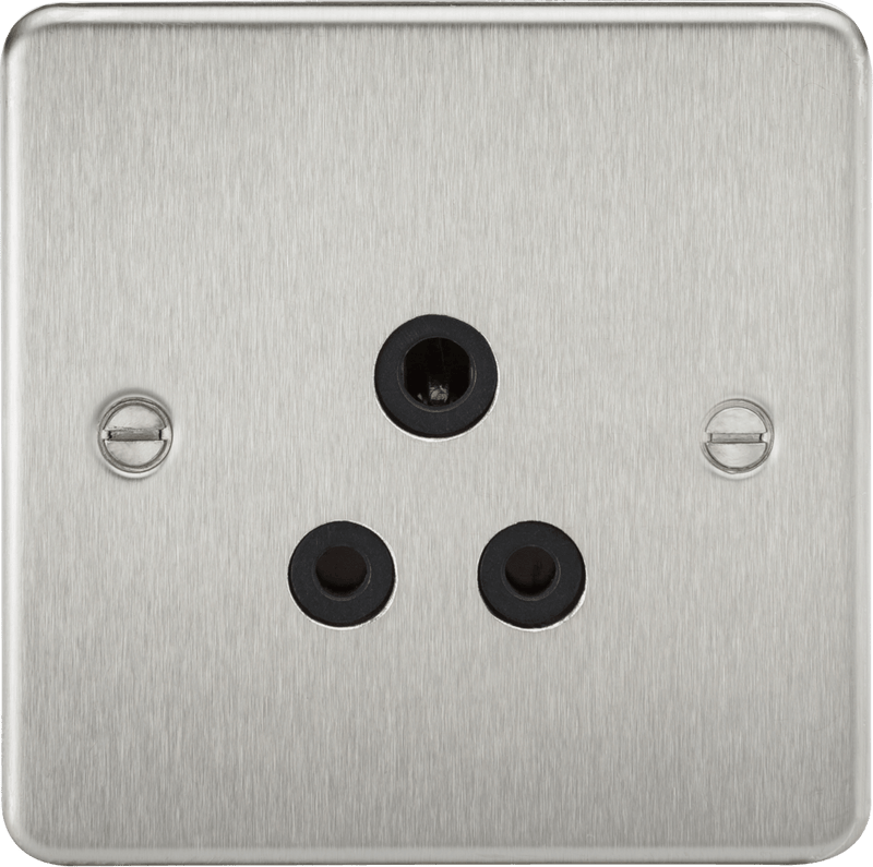 Knightsbridge MLA FP5ABC Flat Plate 5A unswitched socket - brushed chrome with black insert - Knightsbridge MLA - Falcon Electrical UK