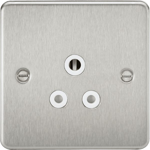 Knightsbridge MLA FP5ABCW Flat Plate 5A unswitched socket - brushed chrome with white insert - Knightsbridge MLA - Falcon Electrical UK