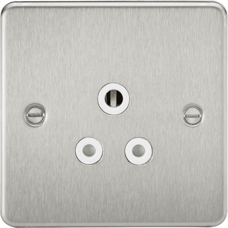 Knightsbridge MLA FP5ABCW Flat Plate 5A unswitched socket - brushed chrome with white insert - Knightsbridge MLA - Falcon Electrical UK