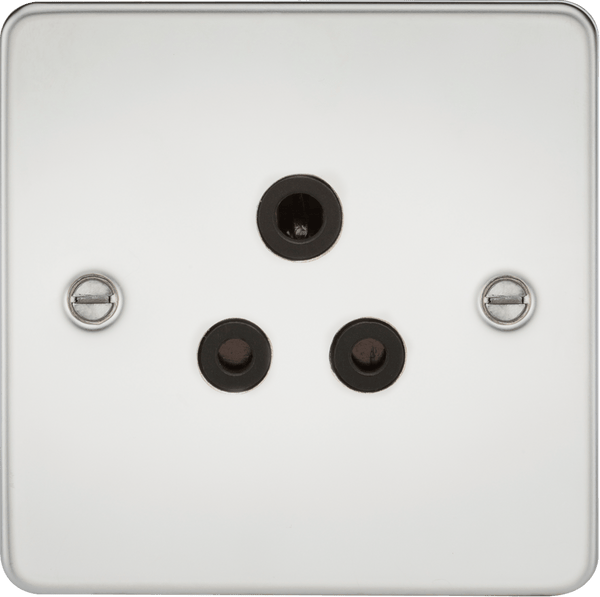 Knightsbridge MLA FP5APC Flat Plate 5A unswitched socket - polished chrome with black insert - Knightsbridge MLA - Falcon Electrical UK