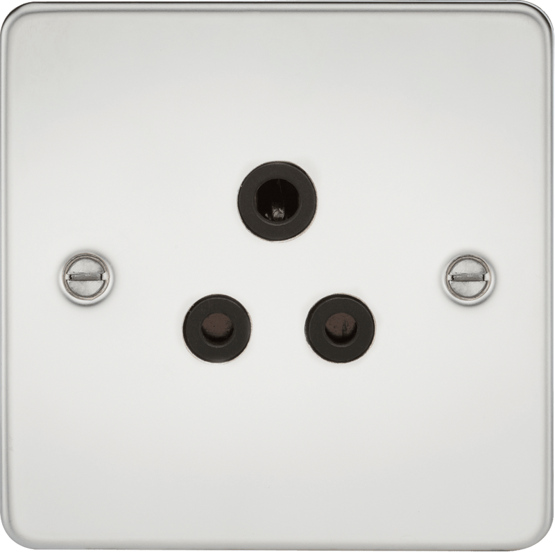 Knightsbridge MLA FP5APC Flat Plate 5A unswitched socket - polished chrome with black insert - Knightsbridge MLA - Falcon Electrical UK