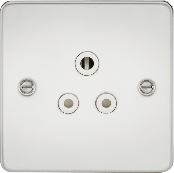 Knightsbridge MLA FP5APCW Flat Plate 5A unswitched socket - polished chrome with white insert - Knightsbridge MLA - Falcon Electrical UK