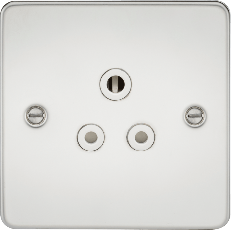 Knightsbridge MLA FP5APCW Flat Plate 5A unswitched socket - polished chrome with white insert - Knightsbridge MLA - Falcon Electrical UK