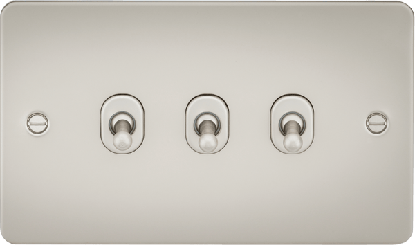 Knightsbridge MLA FP3TOGPL Flat Plate 10AX 3G 2-way toggle switch - pearl - Knightsbridge MLA - Falcon Electrical UK