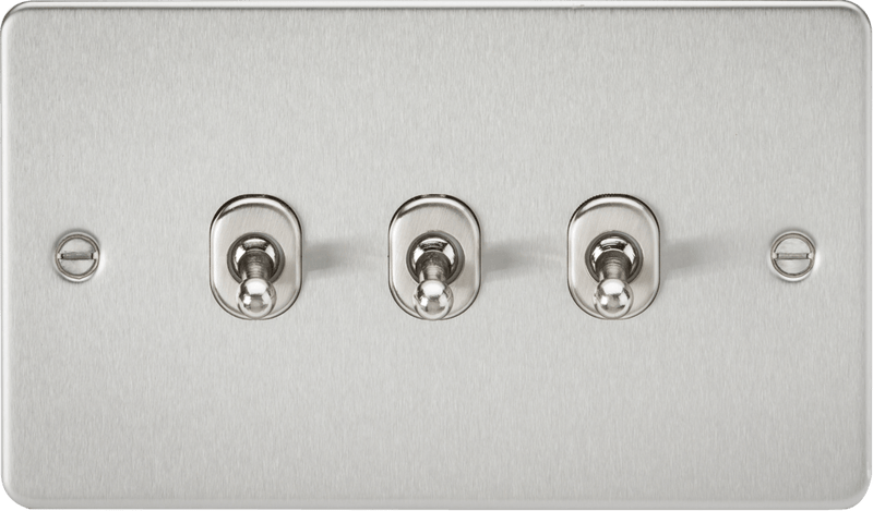 Knightsbridge MLA FP3TOGBC Flat Plate 10AX 3G 2-way toggle switch - brushed chrome - Knightsbridge MLA - Falcon Electrical UK