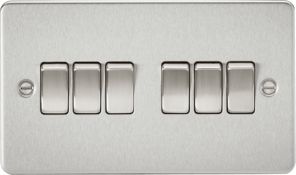 Knightsbridge MLA FP4200BC Flat Plate 10AX 6G 2-way switch - brushed chrome - Knightsbridge MLA - Falcon Electrical UK