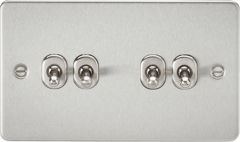 Knightsbridge MLA FP4TOGBC Flat Plate 10AX 4G 2-way toggle switch - brushed chrome - Knightsbridge MLA - Falcon Electrical UK