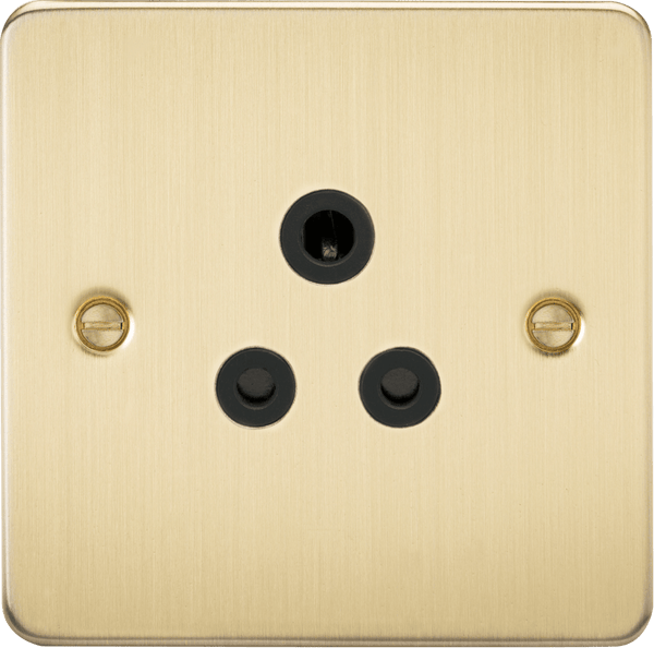 Knightsbridge MLA FP5ABB Flat Plate 5A unswitched socket - brushed brass with black insert - Knightsbridge MLA - Falcon Electrical UK