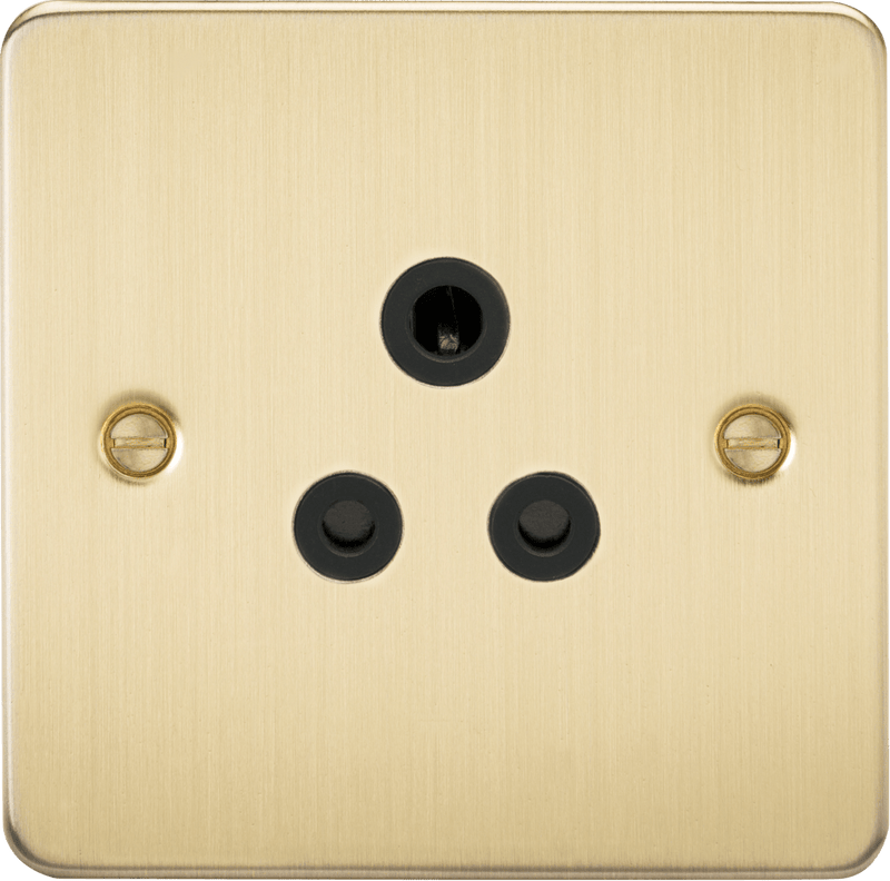 Knightsbridge MLA FP5ABB Flat Plate 5A unswitched socket - brushed brass with black insert - Knightsbridge MLA - Falcon Electrical UK