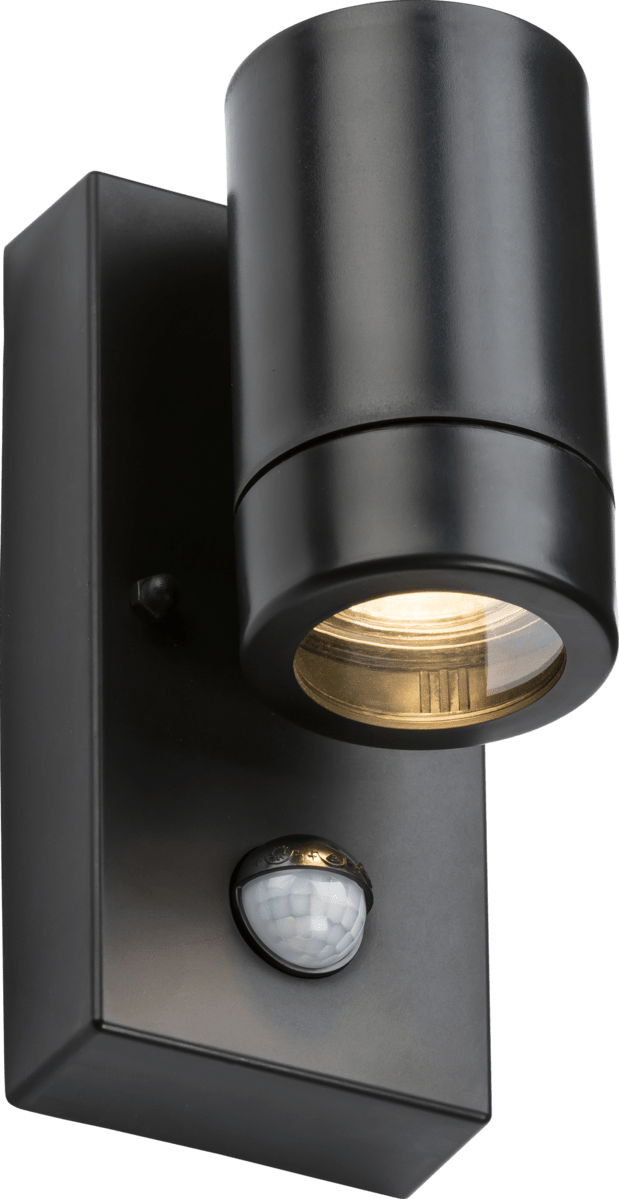 Knightsbridge MLA EAPIR1BK EAMON - 230V IP44 GU10 Polycarbonate Single wall light with PIR - Black - Knightsbridge MLA - Falcon Electrical UK