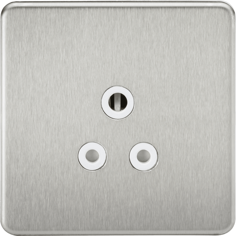 Knightsbridge MLA SF5ABCW Screwless 5A Unswitched Socket - Brushed Chrome with White Insert - Knightsbridge MLA - Falcon Electrical UK