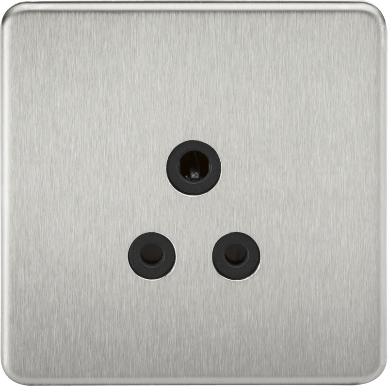 Knightsbridge MLA SF5ABC Screwless 5A Unswitched Socket - Brushed Chrome with Black Insert - Knightsbridge MLA - Falcon Electrical UK