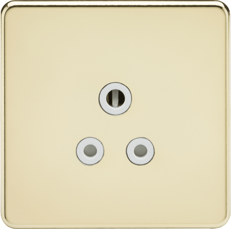 Knightsbridge MLA SF5APBW Screwless 5A Unswitched Socket - Polished Brass with White Insert - Knightsbridge MLA - Falcon Electrical UK