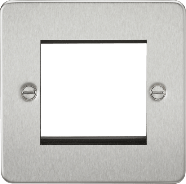 Knightsbridge MLA FP2GBC Flat Plate 2G modular faceplate - brushed chrome - Knightsbridge MLA - Falcon Electrical UK