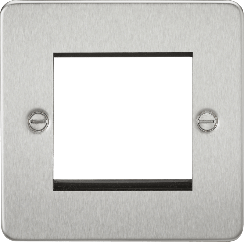 Knightsbridge MLA FP2GBC Flat Plate 2G modular faceplate - brushed chrome - Knightsbridge MLA - Falcon Electrical UK