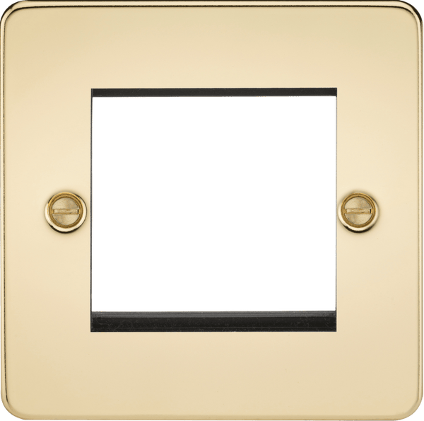 Knightsbridge MLA FP2GPB Flat Plate 2G modular faceplate - polished brass - Knightsbridge MLA - Falcon Electrical UK