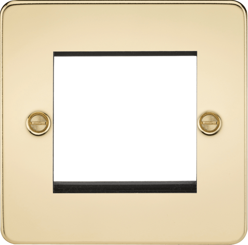 Knightsbridge MLA FP2GPB Flat Plate 2G modular faceplate - polished brass - Knightsbridge MLA - Falcon Electrical UK