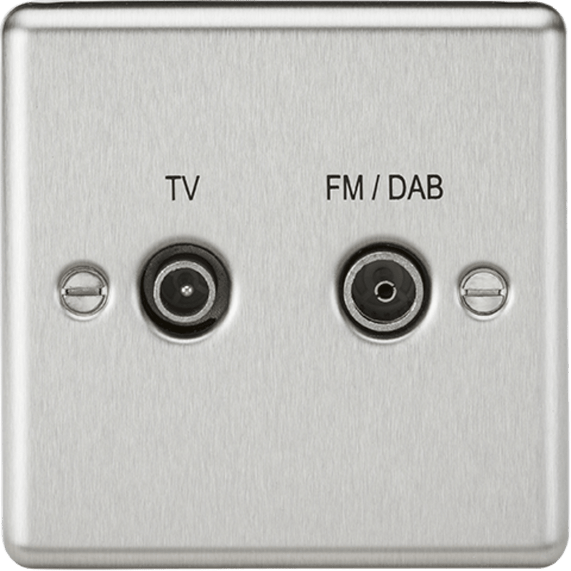 Knightsbridge MLA CL016BC Diplex TV & FM Dab Outlet - Rounded Edge Brushed Chrome - Knightsbridge MLA - Falcon Electrical UK