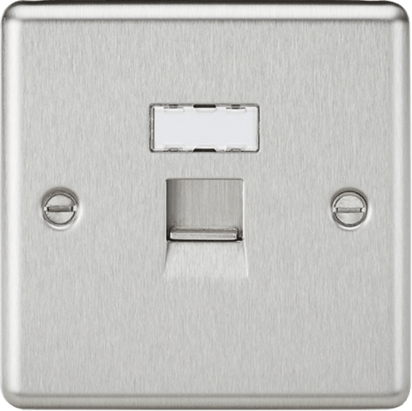 Knightsbridge MLA CL45BC RJ45 Network Outlet - Rounded Edge Brushed Chrome - Knightsbridge MLA - Falcon Electrical UK