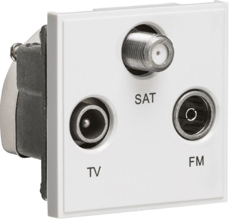 Knightsbridge MLA NETTRIWH Triplexed TV /FM DAB/ SAT TV Outlet Module 50 x 50mm - White - Knightsbridge MLA - Falcon Electrical UK