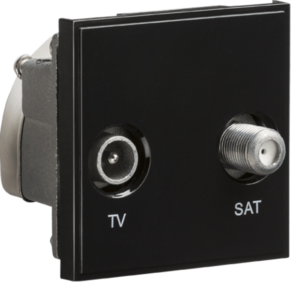 Knightsbridge MLA NETDISATBK Diplexed TV /SAT TV Outlet Module 50 x 50mm - Black - Knightsbridge MLA - Falcon Electrical UK