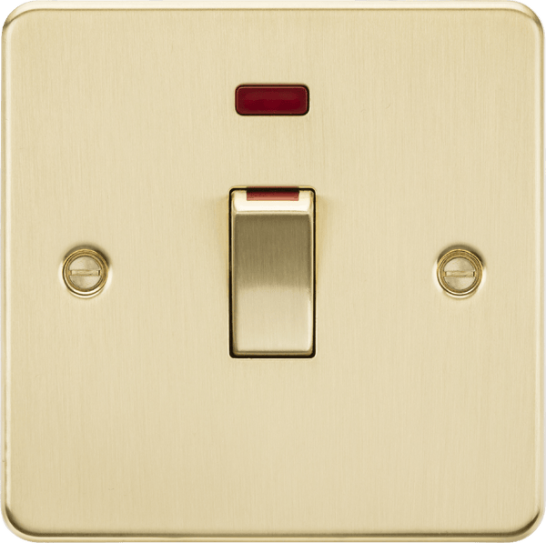 Knightsbridge MLA FP81MNBB 45A 1G DP Switch with neon - brushed brass - Knightsbridge MLA - Falcon Electrical UK