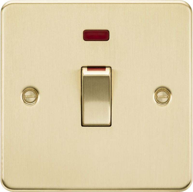 Knightsbridge MLA FP81MNBB 45A 1G DP Switch with neon - brushed brass - Knightsbridge MLA - Falcon Electrical UK