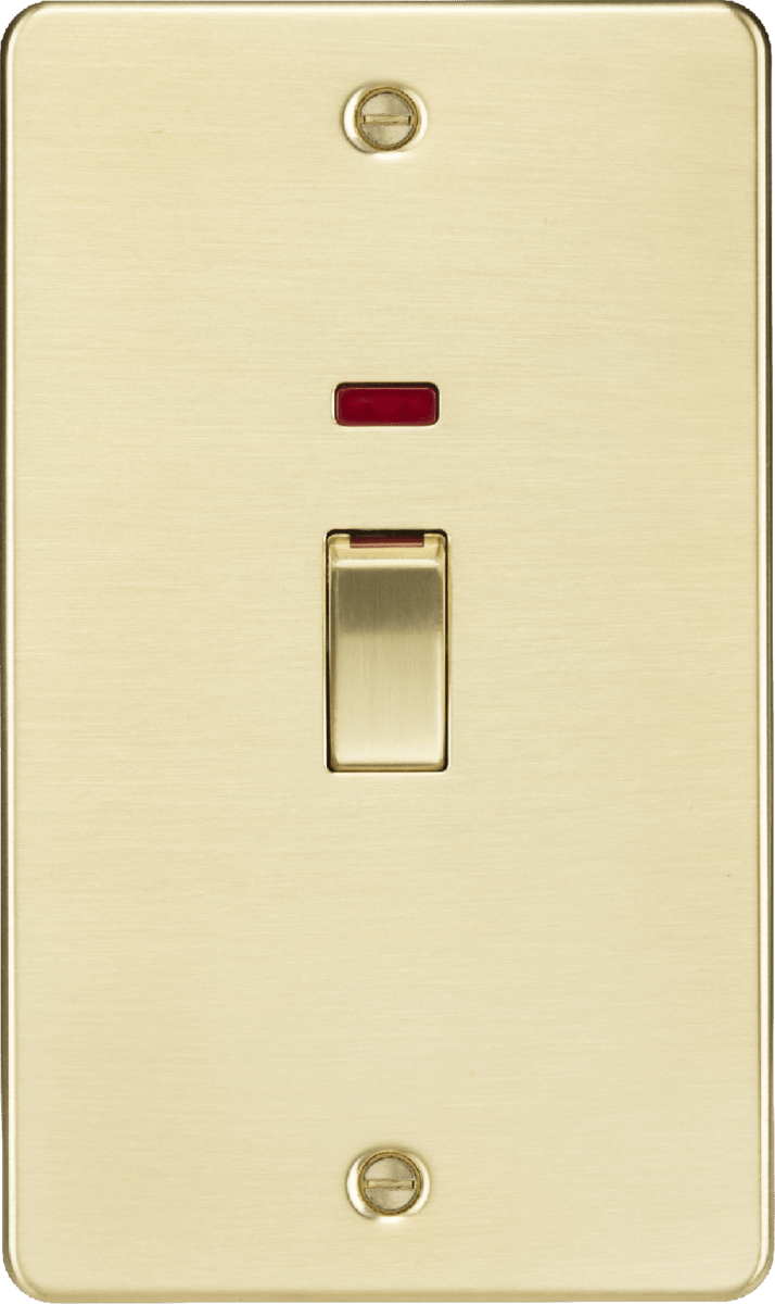 Knightsbridge MLA FP82MNBB 45A 2G DP Switch with neon - brushed brass - Knightsbridge MLA - Falcon Electrical UK