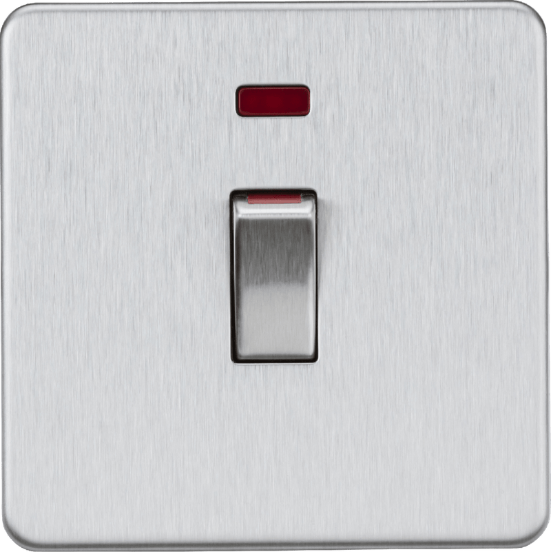 Knightsbridge MLA SF81MNBC 45A 1G DP switch with neon - brushed chrome - Knightsbridge MLA - Falcon Electrical UK