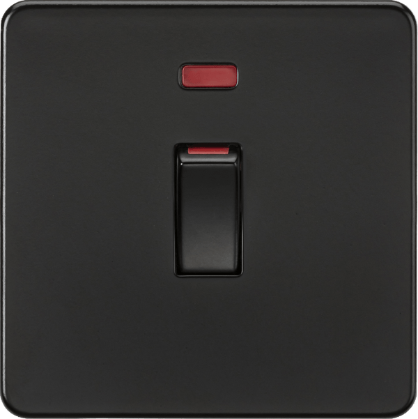 Knightsbridge MLA SF81MNMBB 45A 1G DP switch with neon - matt black - Knightsbridge MLA - Falcon Electrical UK