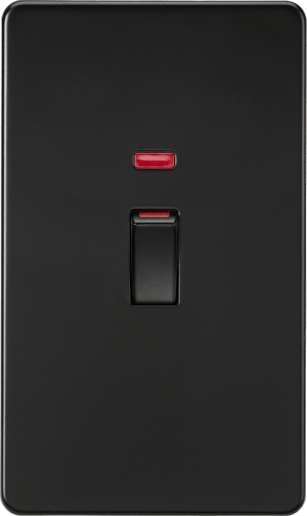 Knightsbridge MLA SF82MNMBB 45A 2G DP switch with neon - matt black - Knightsbridge MLA - Falcon Electrical UK