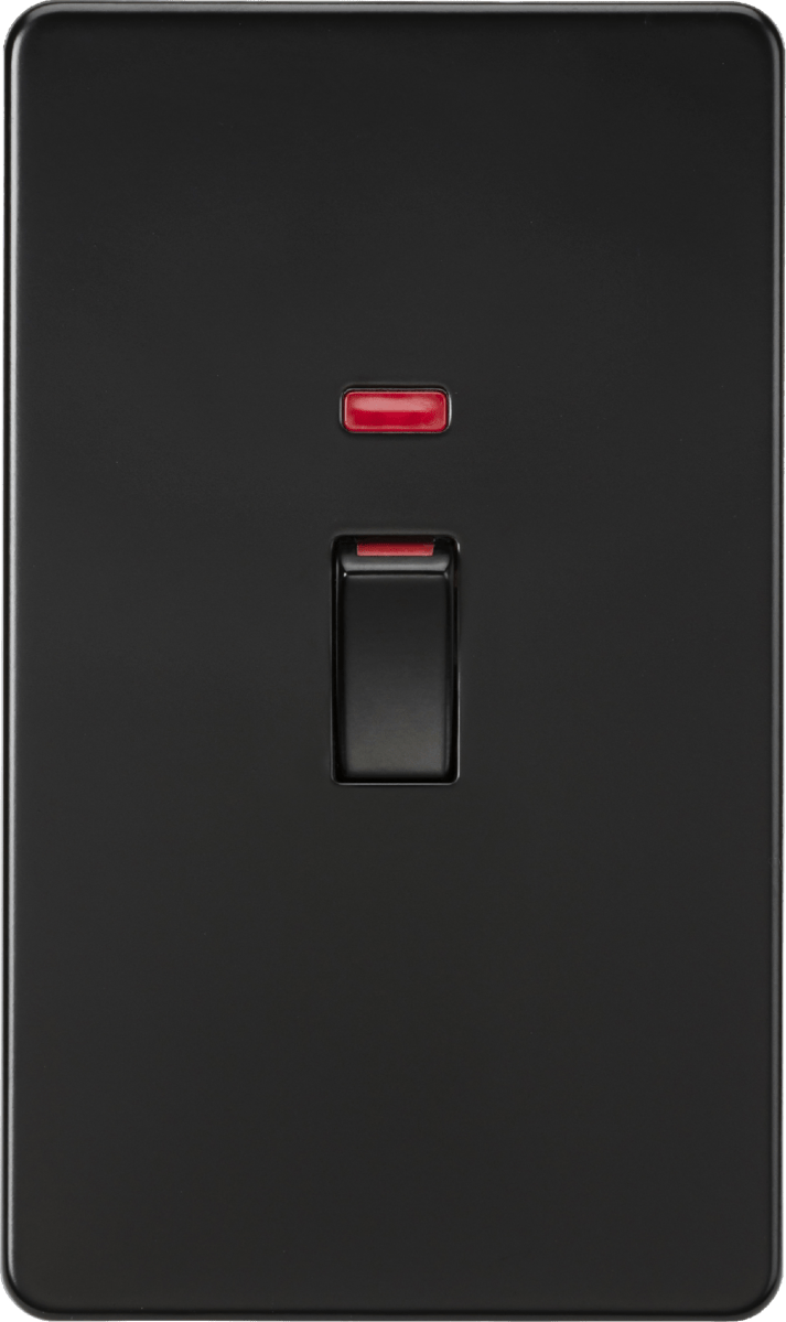 Knightsbridge MLA SF82MNMBB 45A 2G DP switch with neon - matt black - Knightsbridge MLA - Falcon Electrical UK