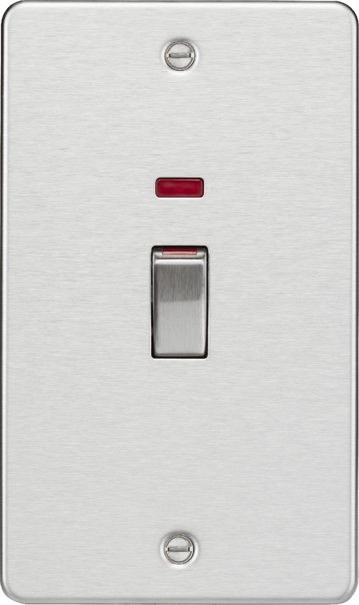 Knightsbridge MLA FP82MNBC 45A 2G DP Switch with neon - brushed chrome - Knightsbridge MLA - Falcon Electrical UK