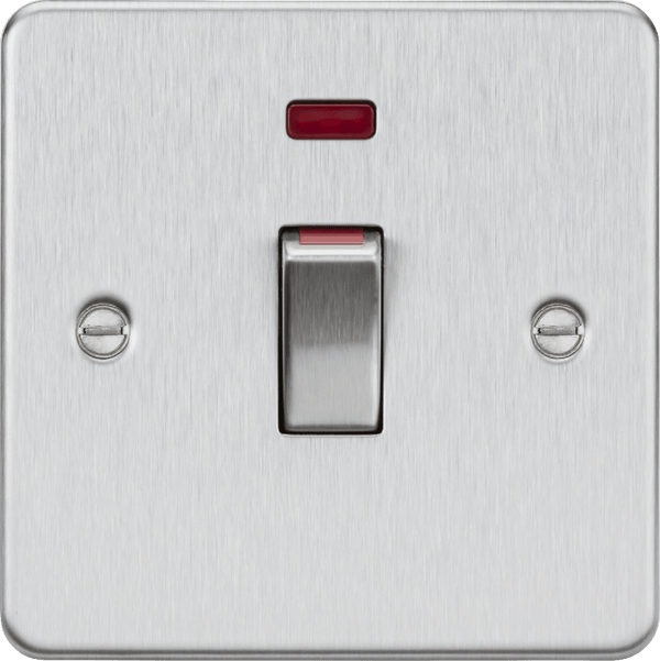 Knightsbridge MLA FP81MNBC 45A 1G DP Switch with neon - brushed chrome - Knightsbridge MLA - Falcon Electrical UK