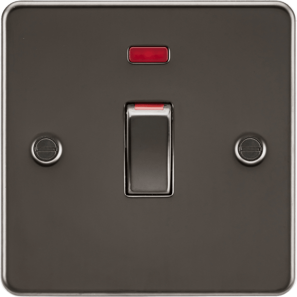 Knightsbridge MLA FP81MNGM 45A 1G DP Switch with neon - gunmetal - Knightsbridge MLA - Falcon Electrical UK