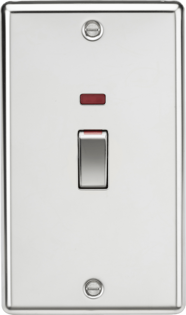 Knightsbridge MLA CL82MNPC 45A 2G DP Switch with neon - polished chrome - Knightsbridge MLA - Falcon Electrical UK