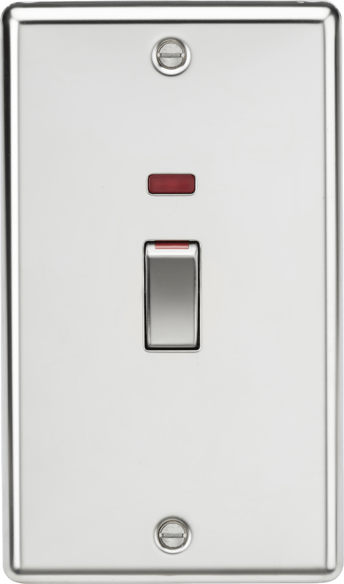 Knightsbridge MLA CL82MNPC 45A 2G DP Switch with neon - polished chrome - Knightsbridge MLA - Falcon Electrical UK