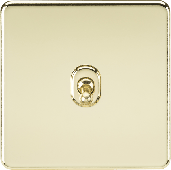 Knightsbridge MLA SF1TOGPB Screwless 10AX 1G 2-Way Toggle Switch - Polished Brass - Knightsbridge MLA - Falcon Electrical UK