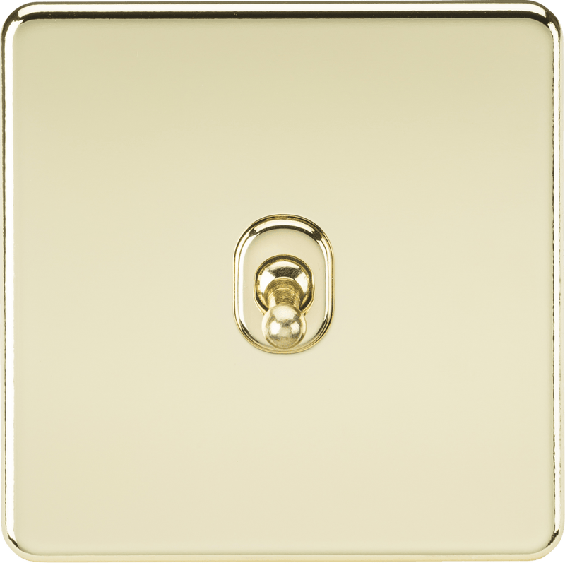 Knightsbridge MLA SF1TOGPB Screwless 10AX 1G 2-Way Toggle Switch - Polished Brass - Knightsbridge MLA - Falcon Electrical UK