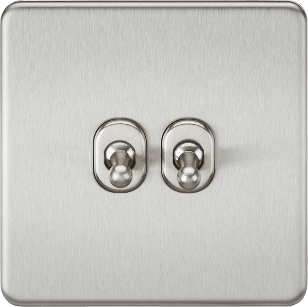 Knightsbridge MLA SF2TOGBC Screwless 10AX 2G 2-Way Toggle Switch - Brushed Chrome - Knightsbridge MLA - Falcon Electrical UK