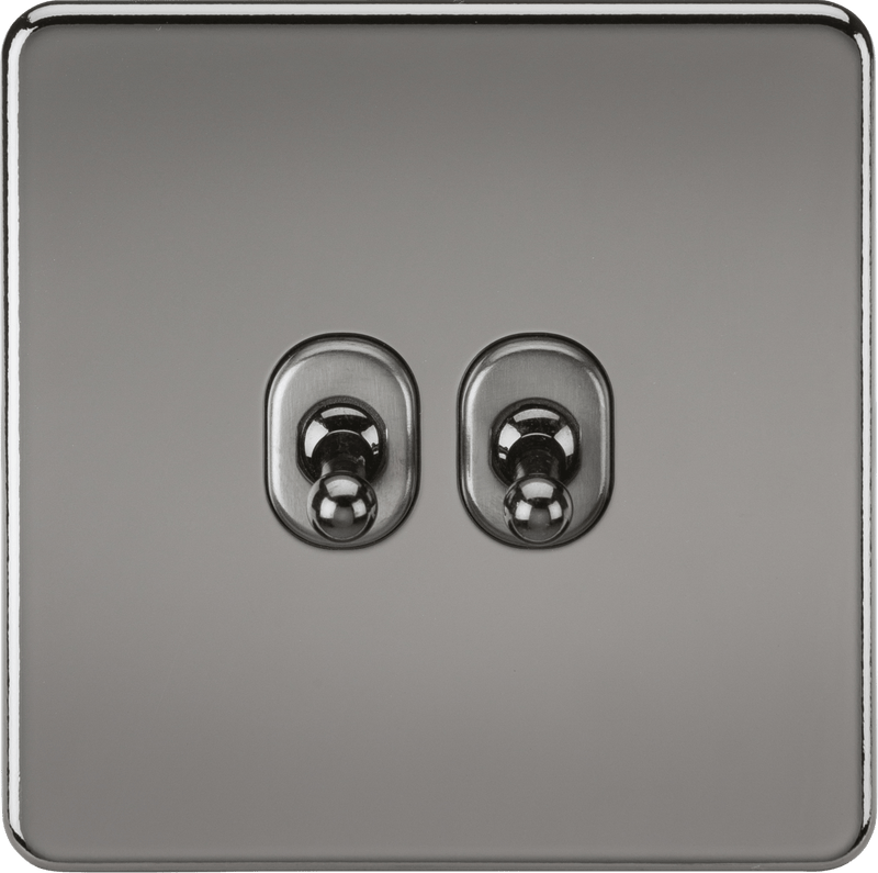 Knightsbridge MLA SF2TOGBN Screwless 10AX 2G 2-Way Toggle Switch - Black Nickel - Knightsbridge MLA - Falcon Electrical UK