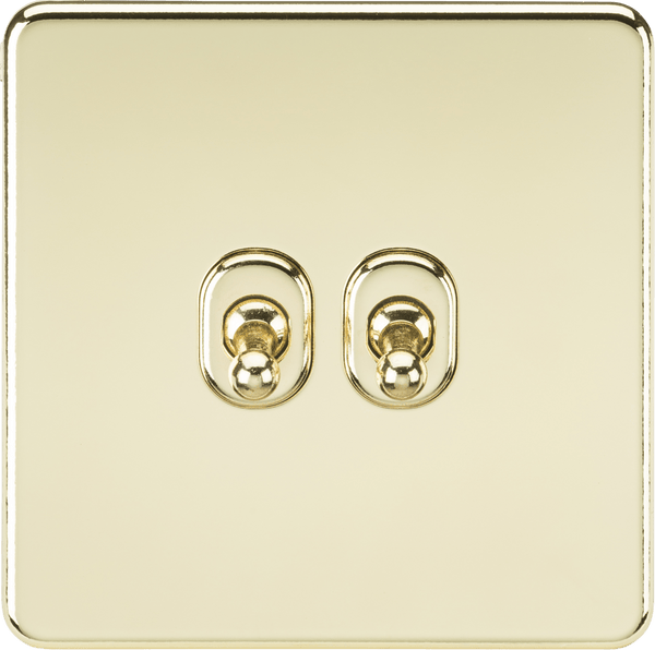 Knightsbridge MLA SF2TOGPB Screwless 10AX 2G 2-Way Toggle Switch - Polished Brass - Knightsbridge MLA - Falcon Electrical UK