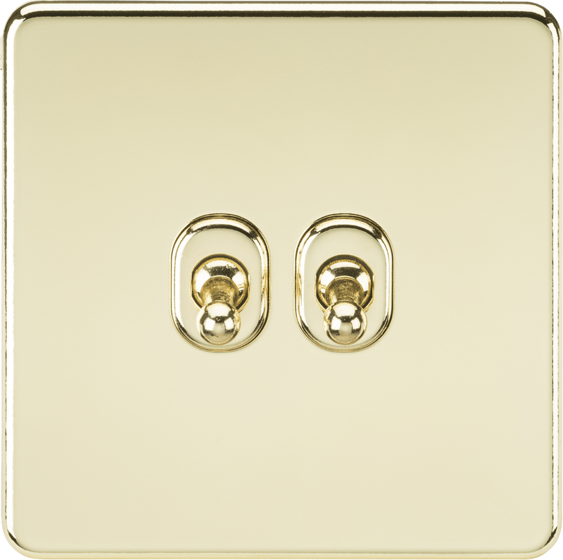 Knightsbridge MLA SF2TOGPB Screwless 10AX 2G 2-Way Toggle Switch - Polished Brass - Knightsbridge MLA - Falcon Electrical UK